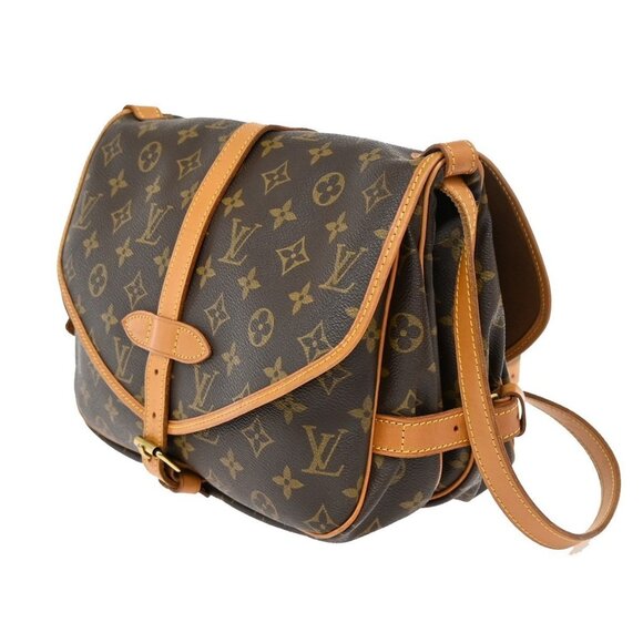 LOUIS VUITTON Logo Saumur 30 Shoulder Bag Monogram Leather Brown - Picture 5 of 15